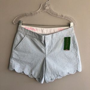 NWT Lilly Pulitzer Seersucker Scalloped Short, 0